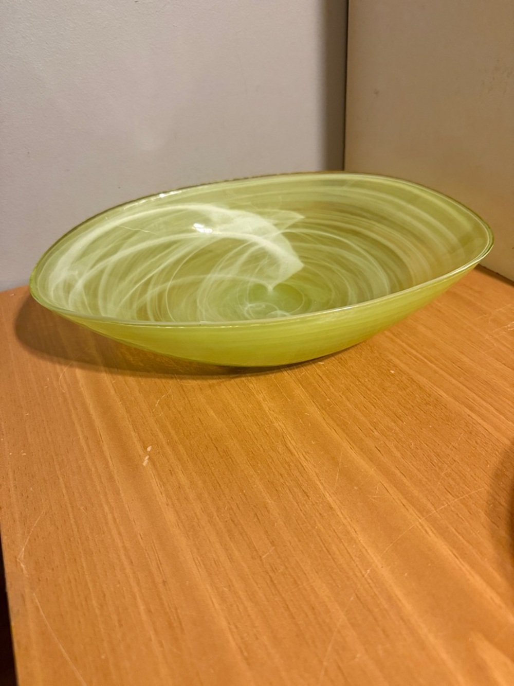 Handblown lemon/white Swirl Glass Decorative Bowl